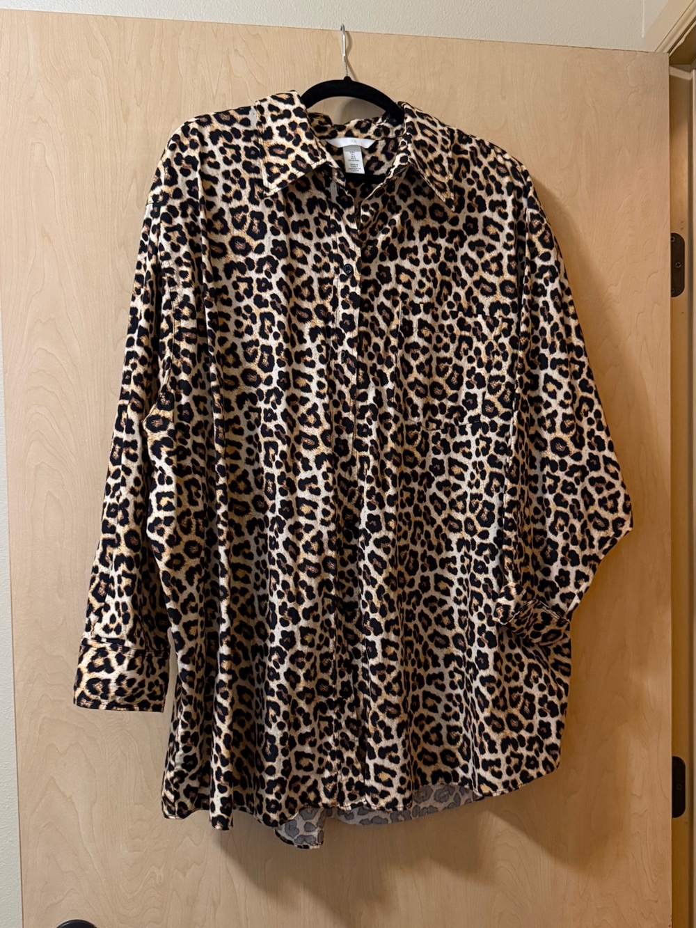 H&M Girls' Leopard Print Button-Down Shirt - Tan & Black